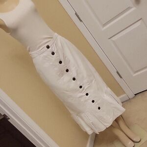 Genuine White Leather Skirt